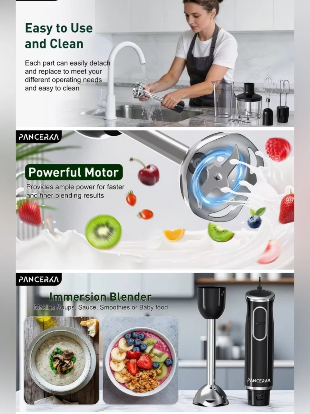 Black & Silver Immersion Hand Mixer with Attachments